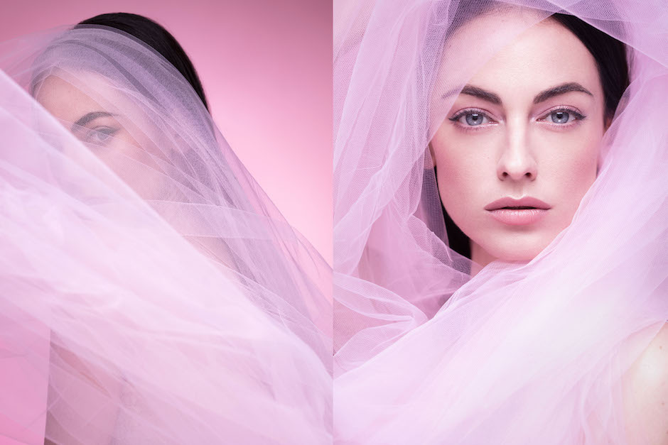 Self-portrait photography inspo with Lana Polic as the portrait and with fabric to frame face.